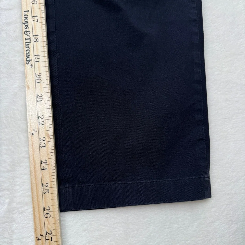 Uniqlo Chino Pants Mens Medium Black Slim Fit Stretch Cotton Flat Front